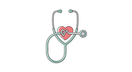 Stethoscope with a Heart Symbol: A Medical Concept Illustration Representing Cardiovascular Health and Healthcare Services availability access