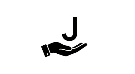 Hand Holding a Letter J Icon Symbolizing Support, Care, or Assistance