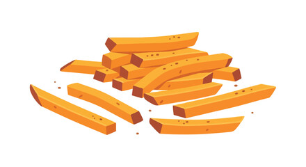 Stylized french fries pile on white, showcasing simplicity and delightful food illustration, perfect for casual graphics