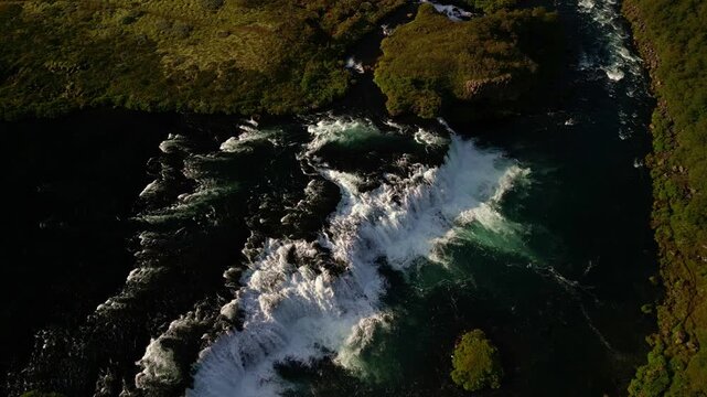 Aerial footage of Faxafoss (waterfall) in Southern Iceland - Zoom in/Tracking Shot