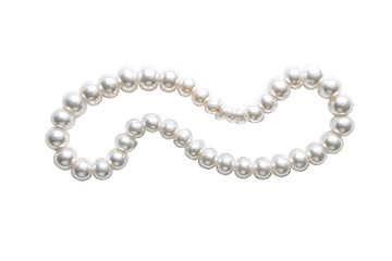 A continuous strand of large, round pearls, curving in a wavy line