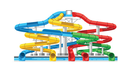 Thrilling water park slides with vibrant colors and dynamic designs for summer fun and recreational activities