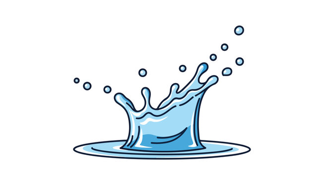 Captivating water splash illustration with dynamic droplets, emphasizing freshness and playful movement, conveying fluidity and vitality in a clean