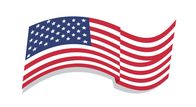Patriotic symbol of the united states featuring dynamically flowing red and white stripes with stars of the american flag against a stark white - Powered by Adobe