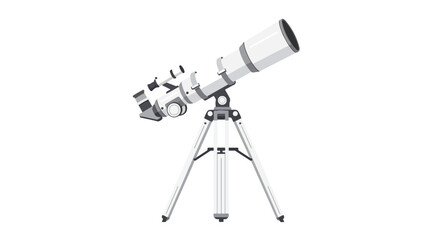 Illustration of a telescope with tripod for astronomy enthusiasts and stargazing exploration viewing celestial objects with scientific optics and