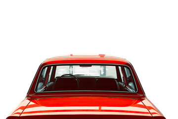 Red classic car rear view