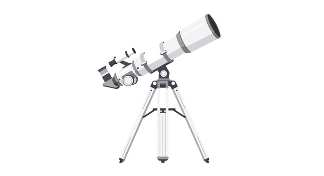 Illustration of a telescope with tripod for astronomy enthusiasts and stargazing exploration viewing celestial objects with scientific optics and