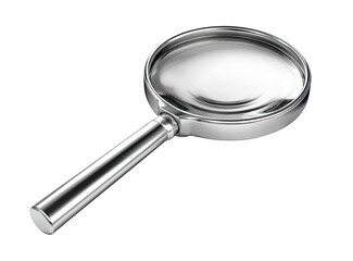3D rendered magnifying glass, metallic