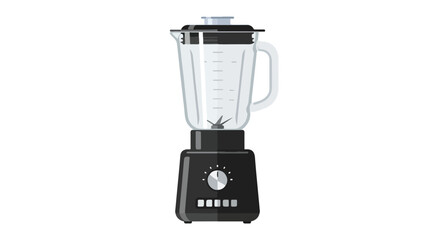 Modern black blender with clear jar isolated on white background, showcasing kitchen appliance design and functionality for food preparation and