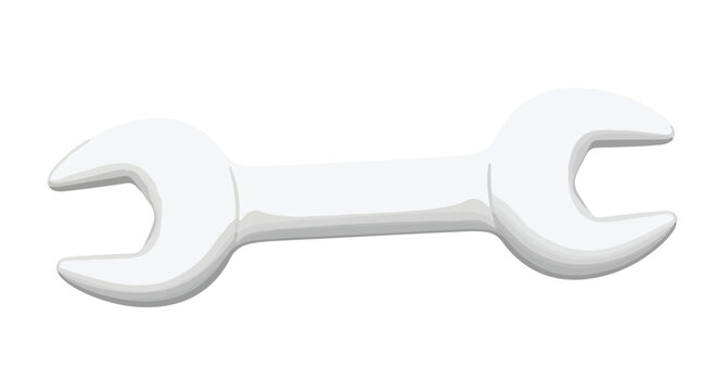Illustration of a silver wrench, a simple tool representation for mechanical work and repair services highlighting precision and usefulness for