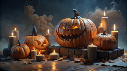 halloween pumpkin and candles