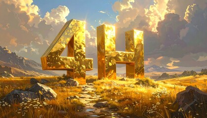 Golden anniversary celebration amidst a serene natural landscape scenery