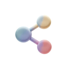 Soft 3D pastel share symbol with glossy colorful nodes and arrow, kawaii minimal design, isolated PNG