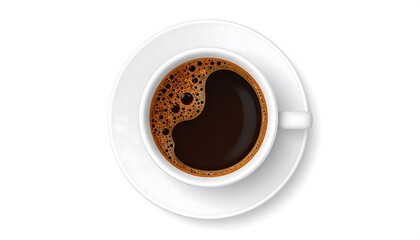 Overhead view of a cup of coffee