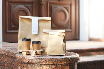 Delivered order on porch outdoors