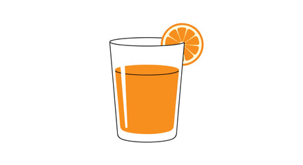 Vibrant orange juice in a sleek glass with citrus slice, representing refreshment and healthy living and simple design