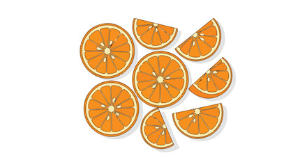 Vibrant Orange Citrus Slices and Halves in a Refreshing and Energizing Display, Fruitful Graphic Element, Ideal Summer time Design, Illustration