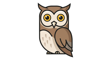 Stylized owl illustration with rounded shapes and distinct outlines creating a playful and whimsical character design that stands out