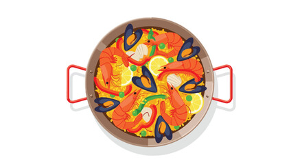 Vibrant seafood paella illustration showcasing authentic culinary delight and mediterranean gastronomy with saffron-infused rice dish