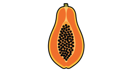 Vibrant Papaya Illustration Showing Flesh and Seeds for Visual Composition Project