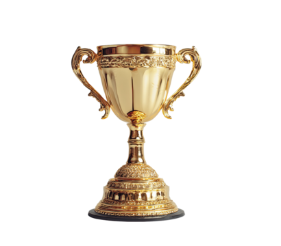Golden trophy with ornate handles and base
