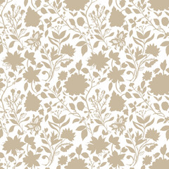 Fototapeta premium Charming Vintage Floral Seamless Pattern with Intricate Botanical Illustrations.