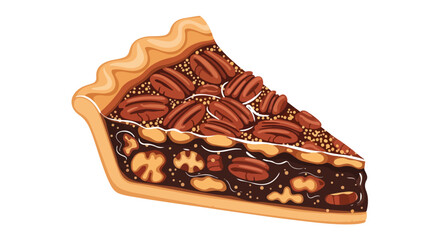 Delicious Pecan Pie Slice Vector Illustration for Culinary and Baking Projects and Delicious Dessert Themes