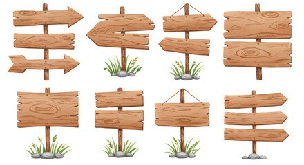 Watercolor wooden signboard clipart collection isolated on white