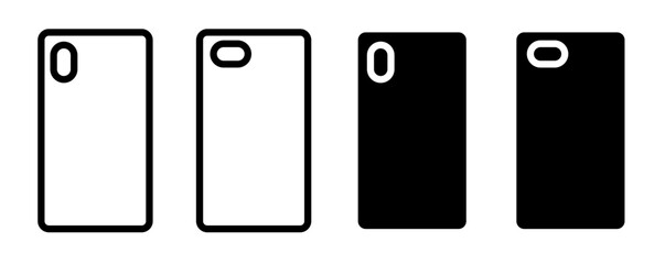 Phone Case Templates in Row with Variations Isolated on White Background