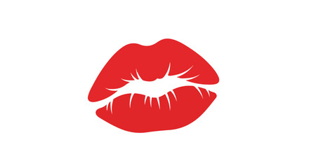 Scarlet Impression: A Bold Graphic Representation of Lips on a Plain Canvas, Evoking Passion and Desire with Vivid Color and Minimalist Style