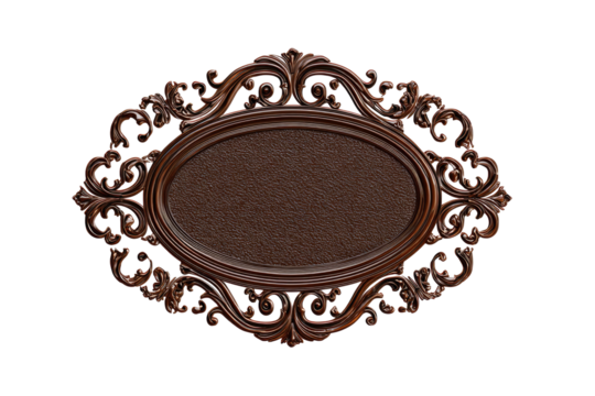 Ornate wooden oval frame
