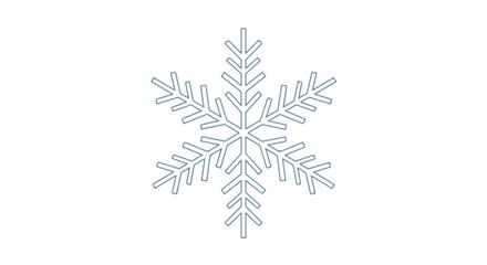Intricate symmetrical snowflake with detailed crystalline patterns and delicate icy branches in soft blue hues representing winter's crystalline