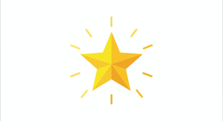 Bright glowing golden star with radiant luminous rays emanating from the center symbolizing excellence and achievement in a minimalistic design