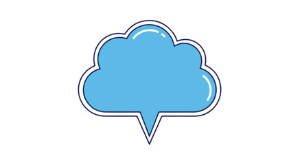 Minimalistic Illustration of a Thoughtful Cloud Symbol in Soft Blue Featuring Elegant Outlines for Conceptual and Digital Design Uses