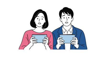 Immersed Couple Lost in the Digital World on Their Mobile Devices