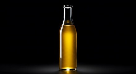Clear Glass Bottle Filled With Golden Liquid