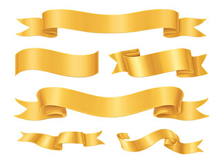 Gold ribbon banners in various shapes