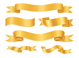 Gold ribbon banners in various shapes