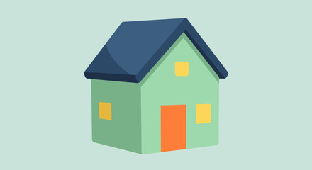 Vector graphic illustration of a simple green residential house for real estate concepts