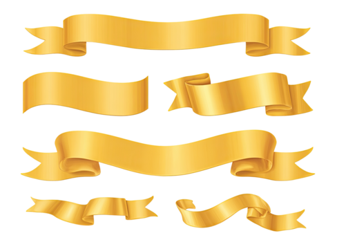 Gold ribbon banners in various shapes