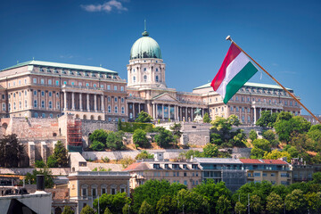 Historic royal castle building with Hungarian national Gallery on castle hill, Budapest, Hungary