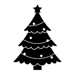 Fototapeta premium Christmas tree silhouette icon vector, festive pine, holiday decoration, winter celebration, seasonal symbol