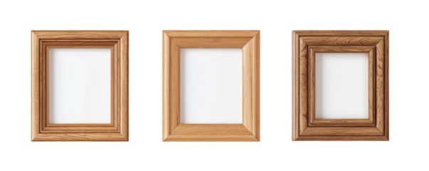 Three light brown wooden picture frames (1)