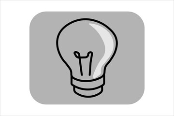 This image shows an isometric light bulb icon. The bulb is outlined in bold black lines, with a simple filament inside and a shiny highlight on the glass.