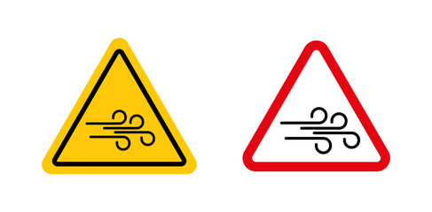Wind warning signs vector graphics collection on white background