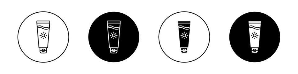 Suntan cream icons vector graphics collection on white background