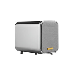 Obraz premium Silver wireless speaker isolated on transparent background