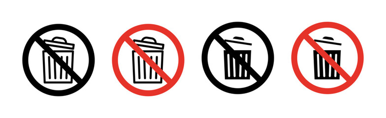 No trash sign vector graphics collection on white background
