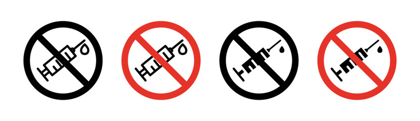 No syringe sign vector graphics collection on white background