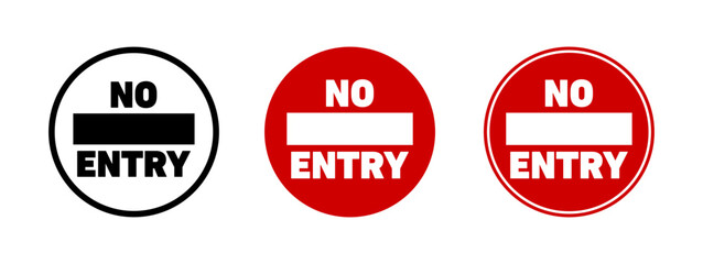No entry road sign vector graphics collection on white background